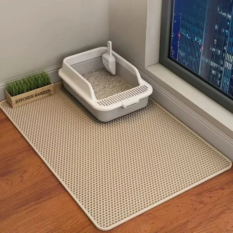 Double-layer large cat litter mat, an anti-splash mat for cat litter boxes, a filtering mat and sand leakage mat, a cat product
