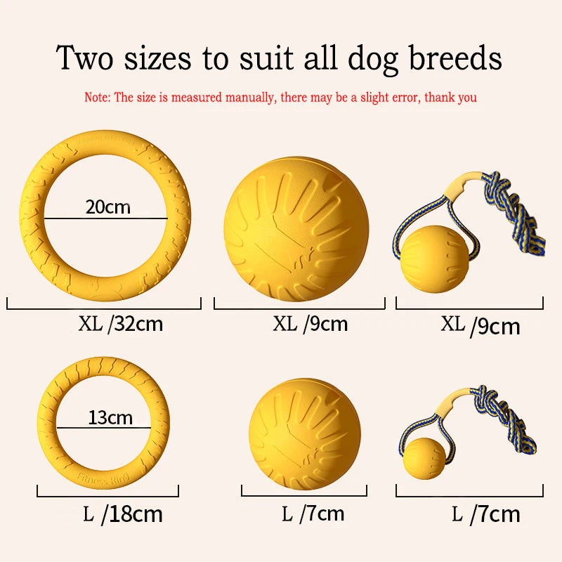 EVA Durable Dog Toys 4 Pack Flying Disc + Ball + Tug Rope for Puppy&Adult Dogs Chew-Proof Teeth Cleaning Set（2024 Best Seller）