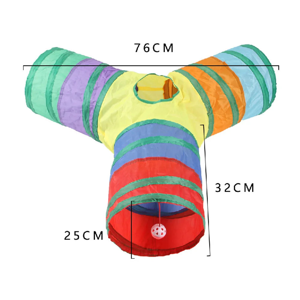 Foldable Easy-to-Store All-in-One Cat Play Tunnel - Striped Interactive Toy for Fun and Exploration Kitten Toy Cat Play Tunnels
