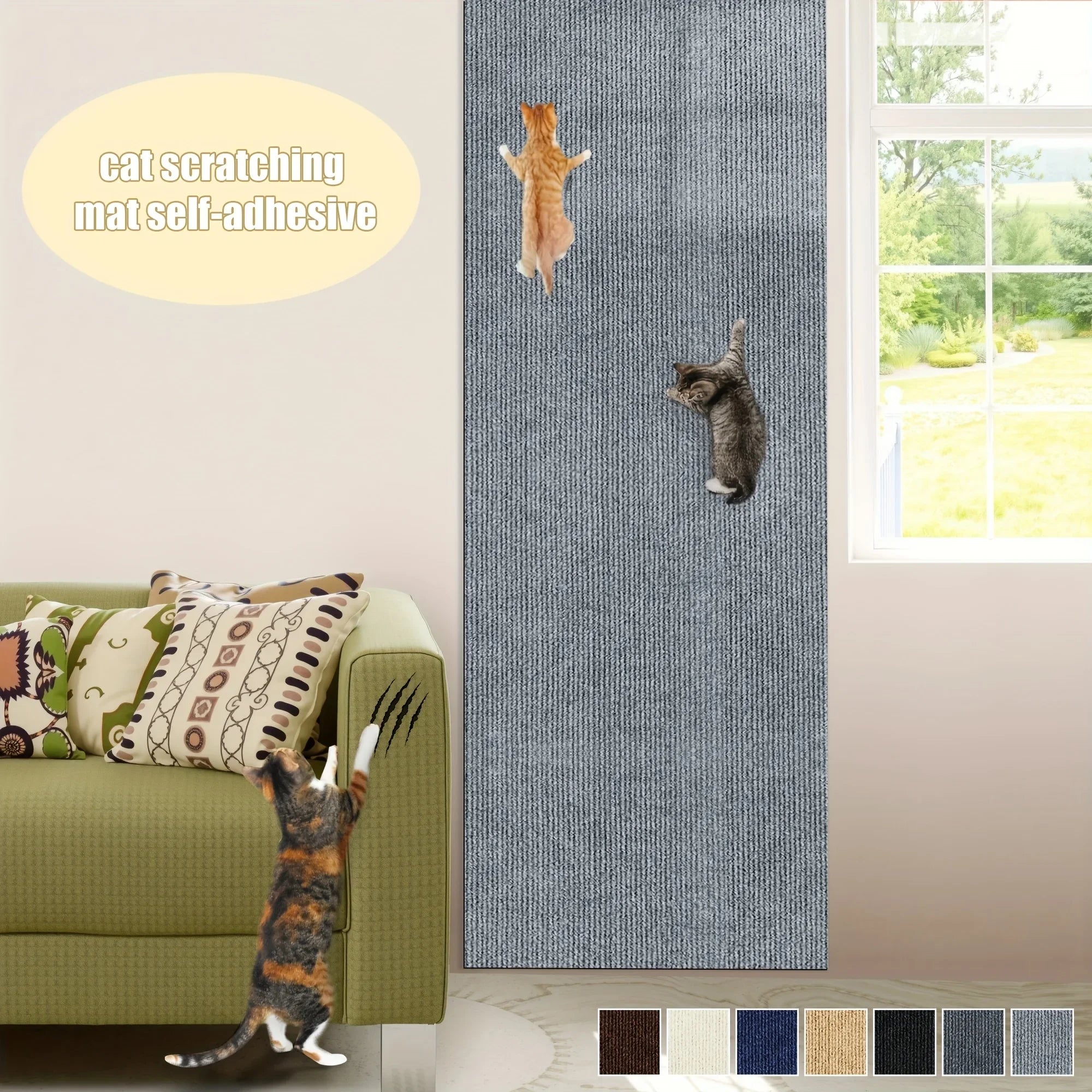 Trimmable Cat Scratch Mat Self-Adhesive Cats Scratch Carpet Anti Cat Scratcher Furniture Couch Corner Indoor Sofa Wall Protector