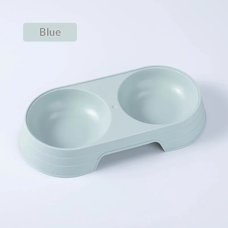 Environmentally friendly and durable pet double bowl anti slip base universal drinking and eating double bowl supplies for pets