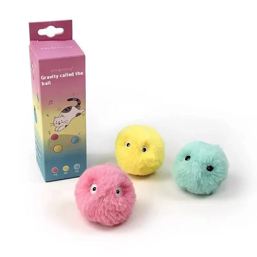 Interactive Ball Smart Cat Toys Plush Electric Catnip Training Toy Kitten Touch Sounding Pet Product Squeak Toy Ball