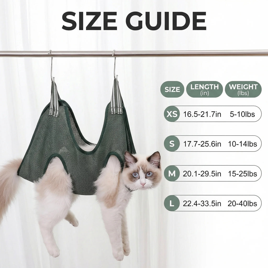 Cats Grooming Hammock Cat Dog Nail Trimming Restraint Bag Anti-Scratch Sling for Small Medium Dogs Adjustable Hanging Helper