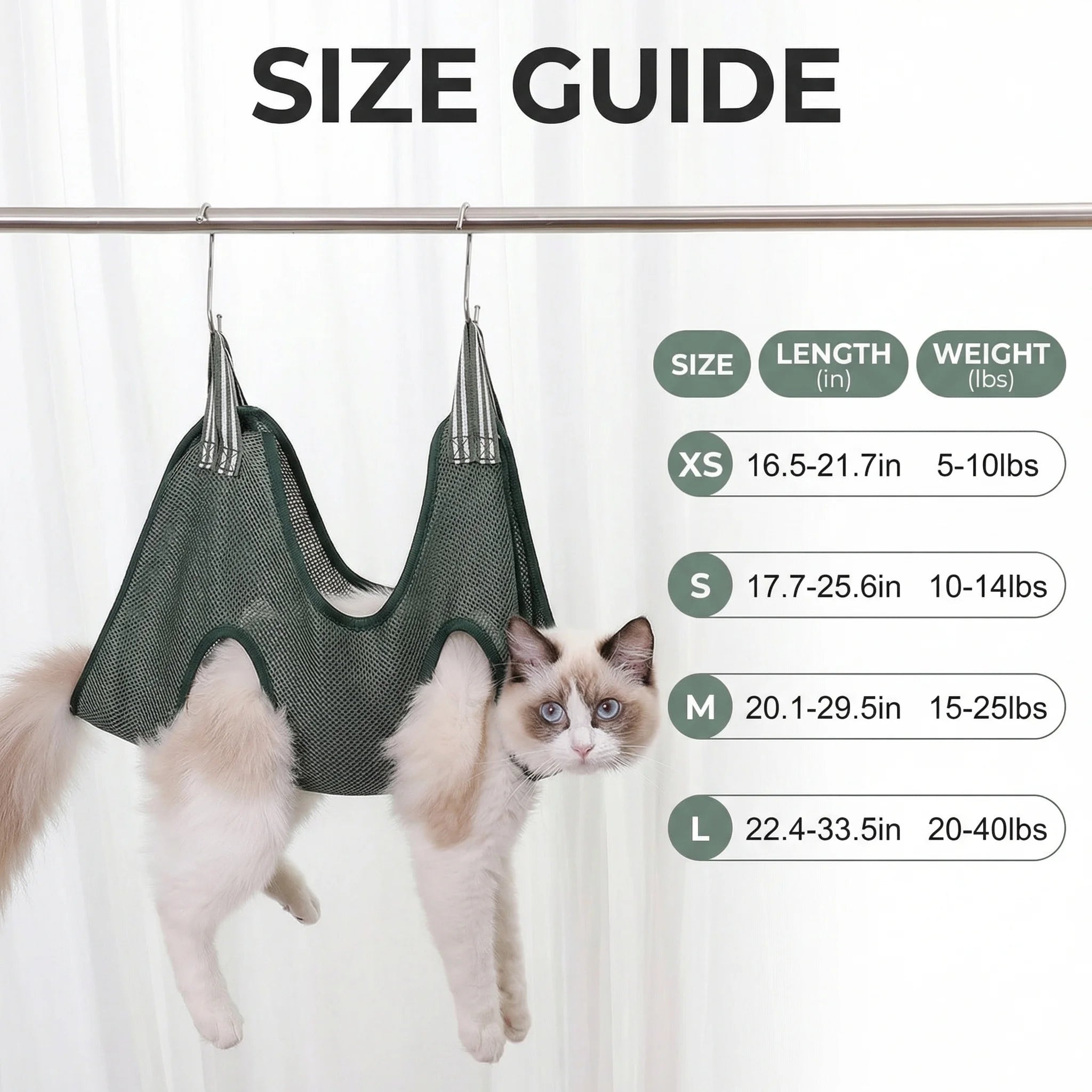 Cats Grooming Hammock Cat Dog Nail Trimming Restraint Bag Anti-Scratch Sling for Small Medium Dogs Adjustable Hanging Helper