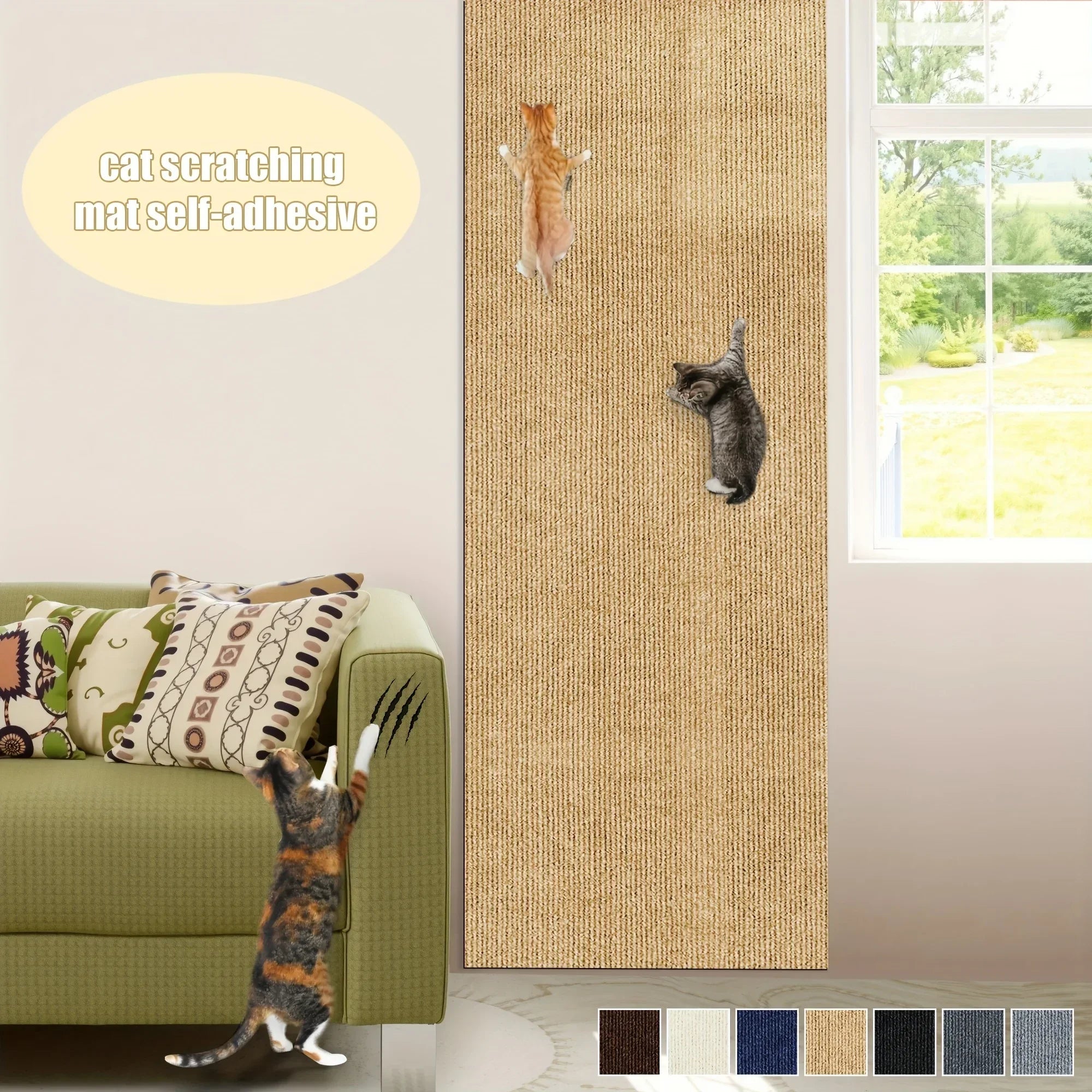 Trimmable Cat Scratch Mat Self-Adhesive Cats Scratch Carpet Anti Cat Scratcher Furniture Couch Corner Indoor Sofa Wall Protector