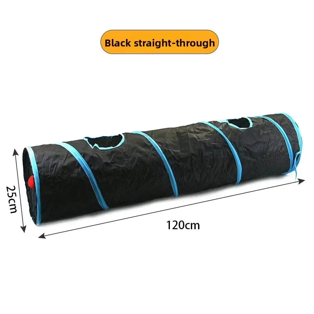Foldable Easy-to-Store All-in-One Cat Play Tunnel - Striped Interactive Toy for Fun and Exploration Kitten Toy Cat Play Tunnels