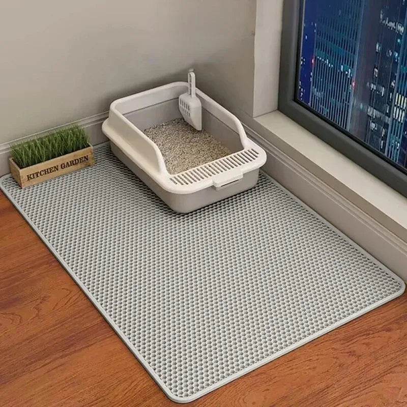 Double-layer large cat litter mat, an anti-splash mat for cat litter boxes, a filtering mat and sand leakage mat, a cat product