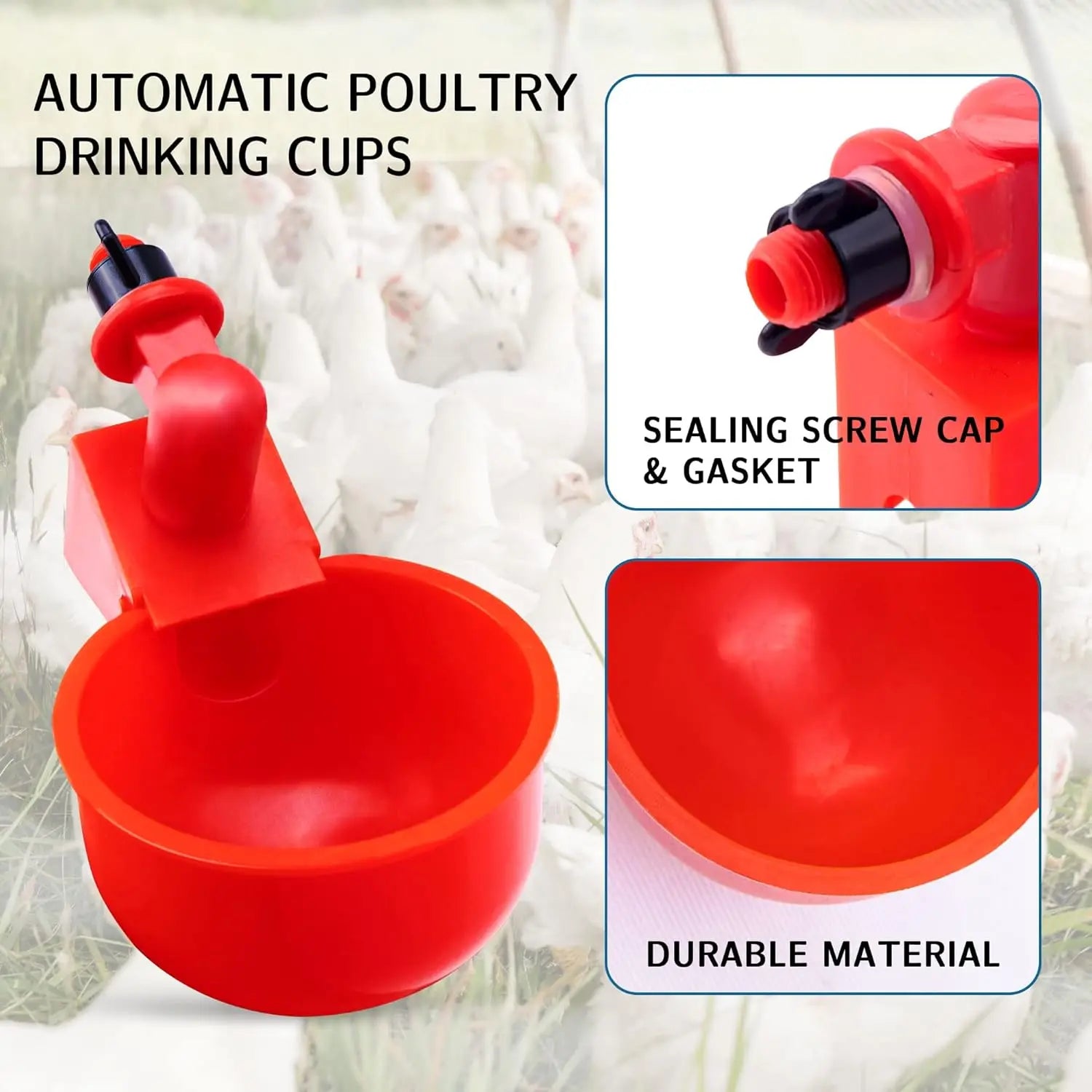 Chicken Drinking Bowl Poultry Automatic Water Dispenser Pigeon Automatic Water Dispenser Small Chick Feeding Bowl Chicken Coop