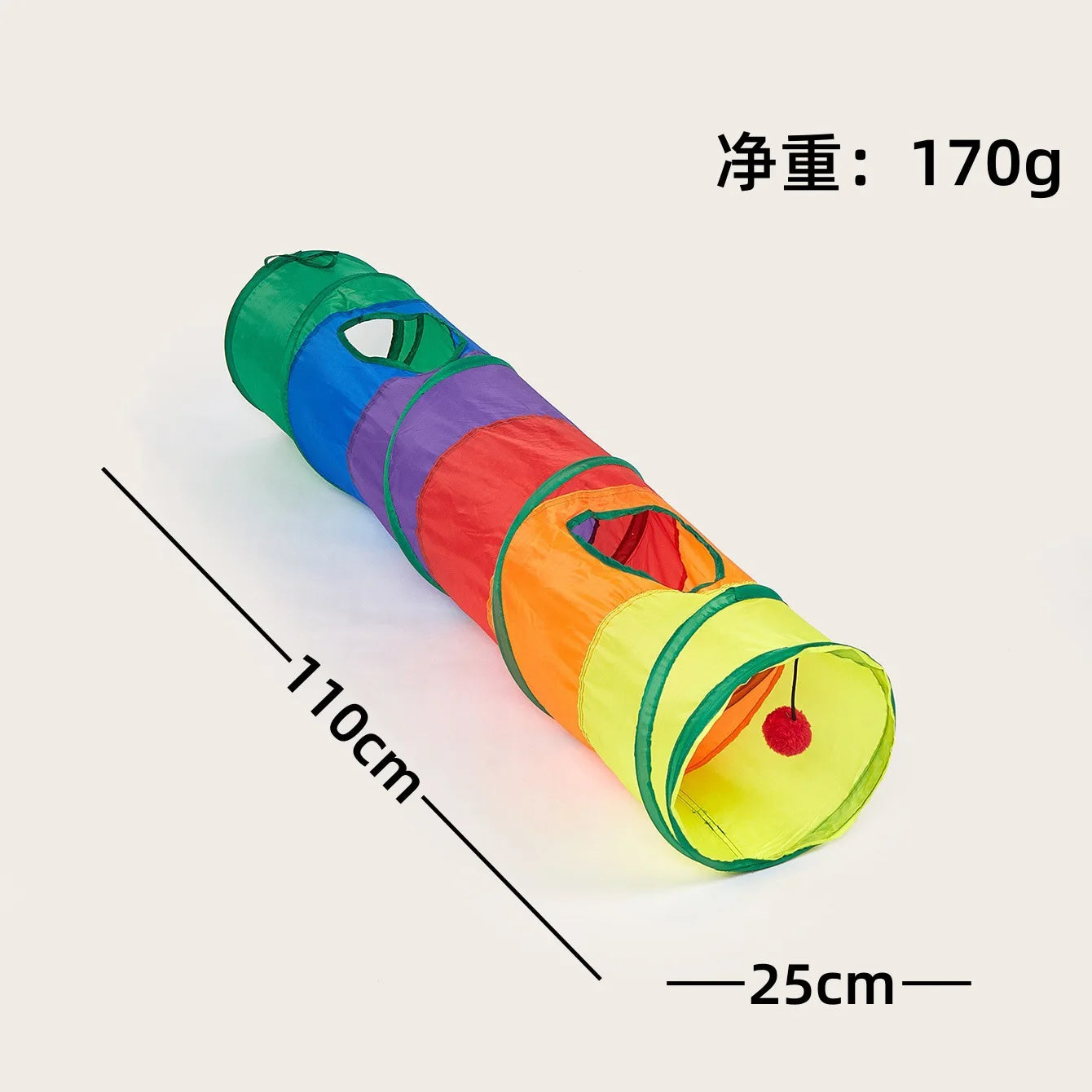 Foldable Easy-to-Store All-in-One Cat Play Tunnel - Striped Interactive Toy for Fun and Exploration Kitten Toy Cat Play Tunnels