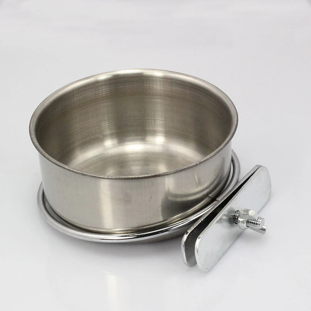 Parrot Feeding Cups Birds Food Dish Stainless Steel Feeders Water Cage Bowls with Clamp Holder for Parakeet Parrot Small Animal
