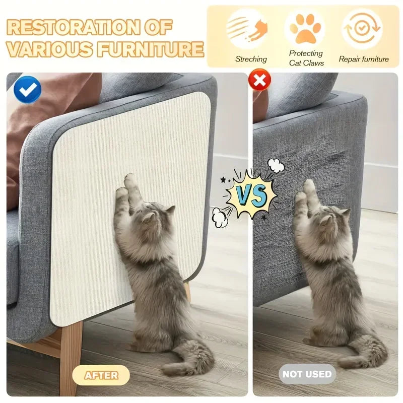 Trimmable Cat Scratch Mat Self-Adhesive Cats Scratch Carpet Anti Cat Scratcher Furniture Couch Corner Indoor Sofa Wall Protector