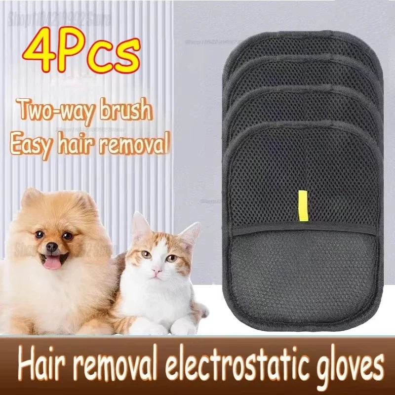 Pet Grooming Gloves Reusable Static Dedusting Brush Gloves Removing Dog Cat Hair From Sofa Carpet Clothes Pet Dog Hair Remover