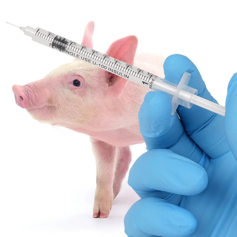 20/50/100Pcs Disposable Veterinary Syringe Manual Push Syringe 0.3/0.5/1ml Needle Farm Animal Syringe with Needles Cat Dog Pig