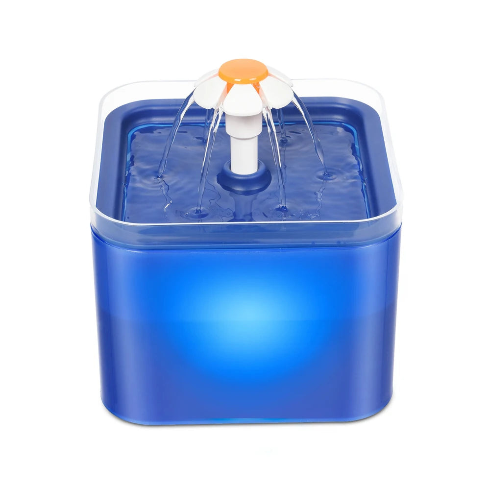 2L Automatic Cats and Dogs Water Fountain with LED Lighting USB Pet Water Dispenser with Recirculate Filtring for Pet Feeder