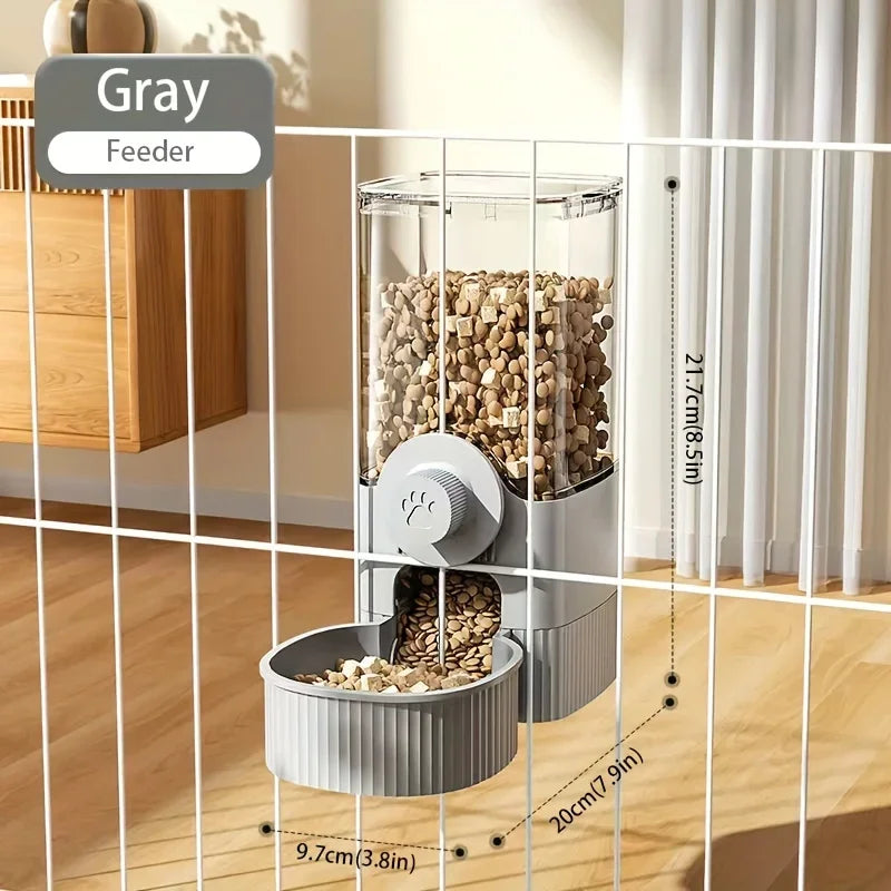 New Hanging Automatic Pet Food Feeder/Water Dispenser, Gravity Cat Auto Feeder Waterer Set with Container Bowl for Cage