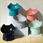 Cat bowl with long ears and high feet bowl cat and dog neck protection and anti-overturning plastic raised pet bowl