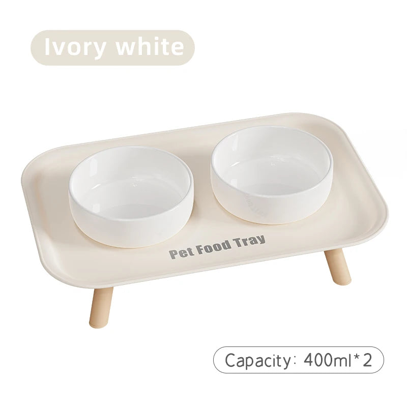 A Colorful Dopamine Pet Double Bowl Fashion Feeding Large Capacity Stainless Steel Dog Bowl Drinking Water Neck Cat Double Bowl