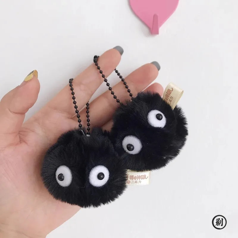 5PCS Or 10PCS Pet Toy Coal Ball Figurines Keychains Accessories Cute Plush Black Coal Ball Cartoon Bag Pendants