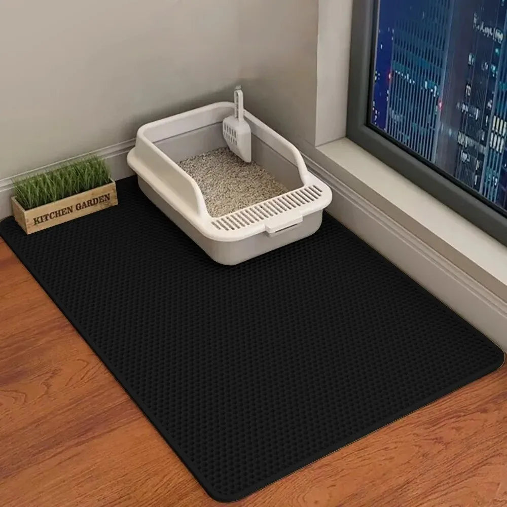 Double-layer large cat litter mat, an anti-splash mat for cat litter boxes, a filtering mat and sand leakage mat, a cat product