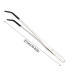 2pcs Bent Tip Tweezers For Crafts Stainless Steel Straight And Curved Nippers Tweezers Feeding Tongs For Reptile Lizards Spider
