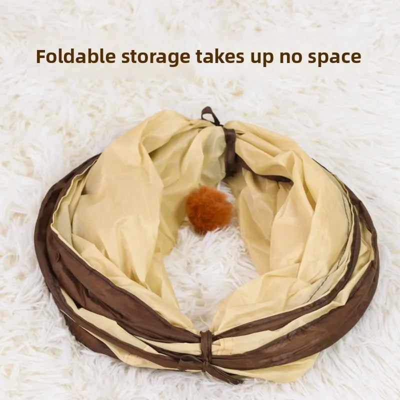 Foldable Easy-to-Store All-in-One Cat Play Tunnel - Striped Interactive Toy for Fun and Exploration Kitten Toy Cat Play Tunnels