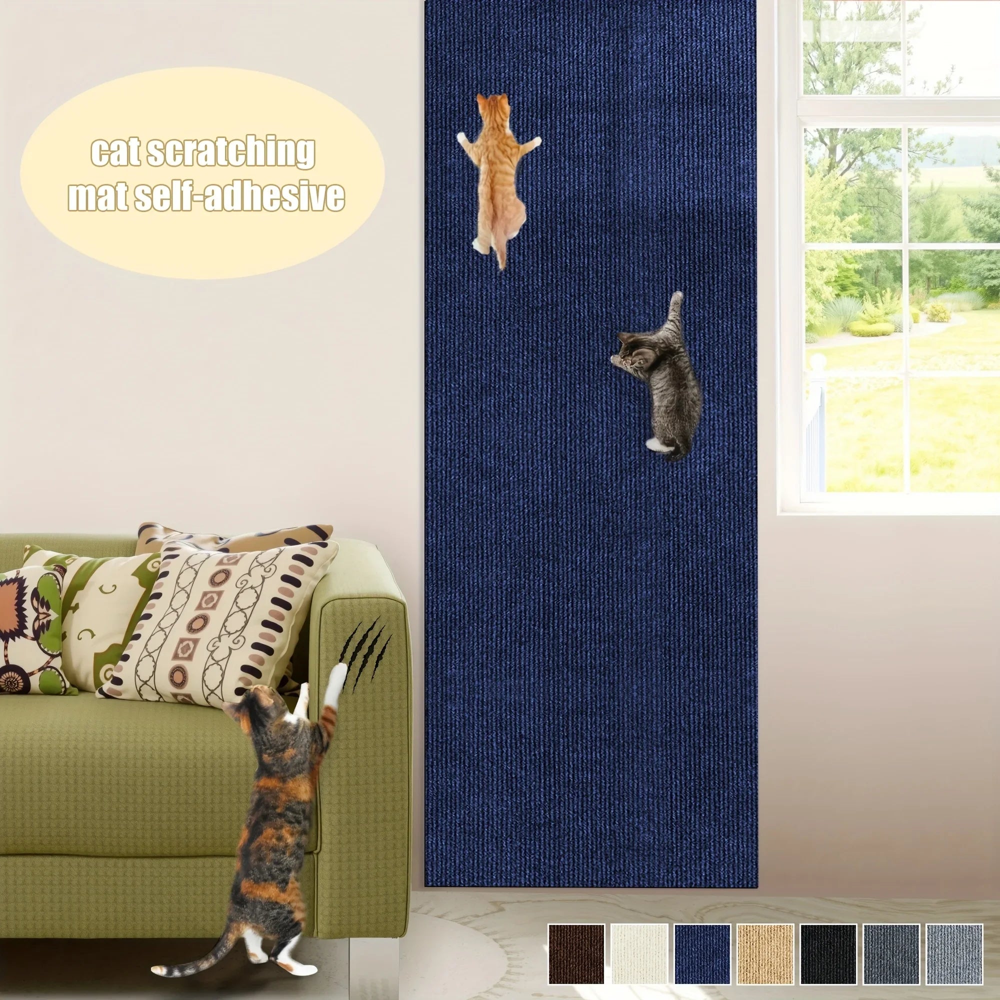Trimmable Cat Scratch Mat Self-Adhesive Cats Scratch Carpet Anti Cat Scratcher Furniture Couch Corner Indoor Sofa Wall Protector
