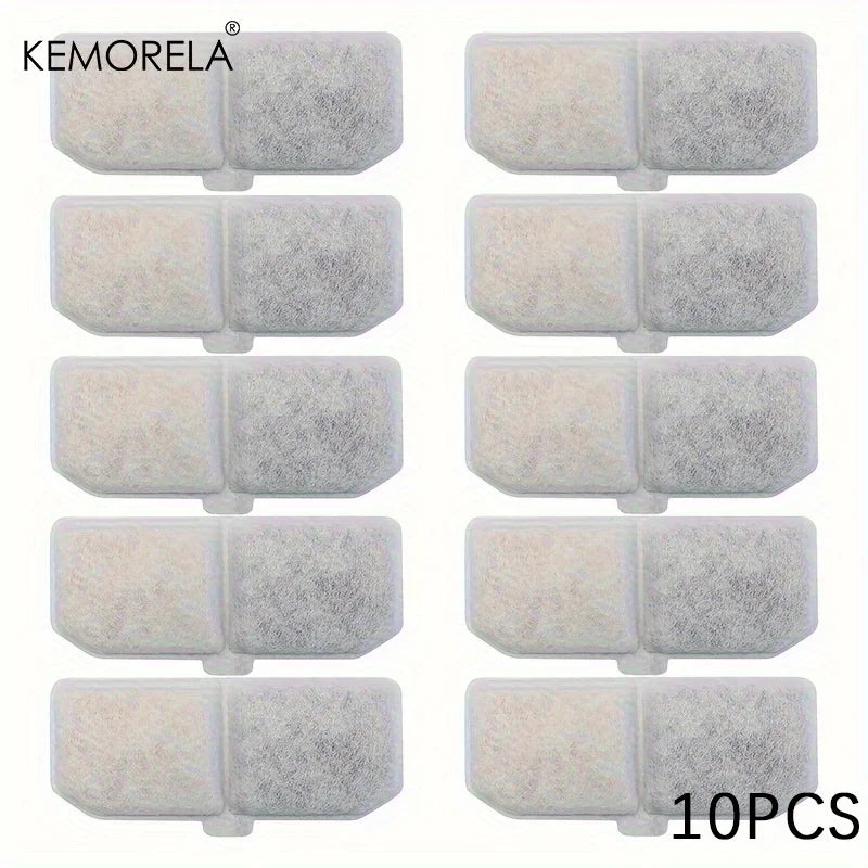 KEMORELA 10/16PCS Pet Water Fountain Activated Carbon Filters 113x43mm Resin Core Compatible with Cat Dog Smart Water Dispensers
