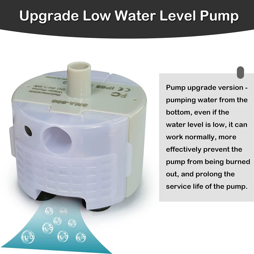 1pc Water Pump For Pet Fountain Stainless Steel Water Feeder Water Pump SMA-800 Ultra-Quiet USB（No Plug Only Water Pump ）