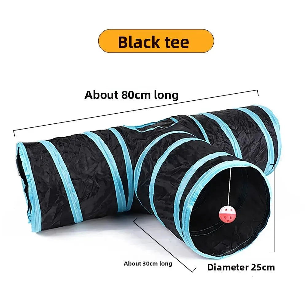 Foldable Easy-to-Store All-in-One Cat Play Tunnel - Striped Interactive Toy for Fun and Exploration Kitten Toy Cat Play Tunnels