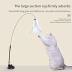 Interactive Cat Toy Handfree Cat Stick Kitten Playing Teaser Wand Toy Suction Cup Feather Wand Pet Supplies Simulation Feather