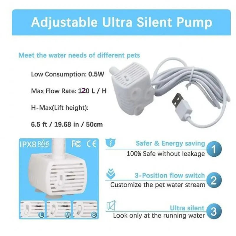 Water Pump Pet Cat Water Fountain Anti-dry Burning Motor Replacement for Cat Flowers Drinking Bowl Water Dispenser Pet Products