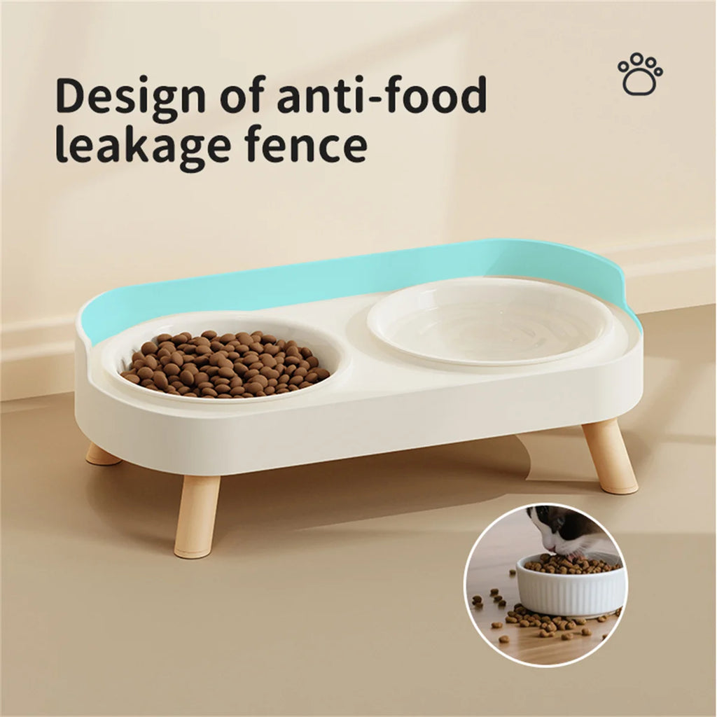 A Colorful Dopamine Pet Double Bowl Fashion Feeding Large Capacity Stainless Steel Dog Bowl Drinking Water Neck Cat Double Bowl