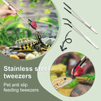 2pcs Bent Tip Tweezers For Crafts Stainless Steel Straight And Curved Nippers Tweezers Feeding Tongs For Reptile Lizards Spider