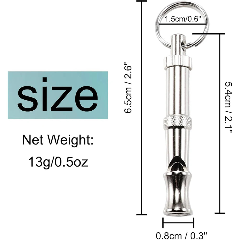 1Pcs Dog Whistle Pet Training Whistle Stainless Steel Silver Portable Adjustable Ultrasonic Cat/Dog Behavior Training Aid Tool