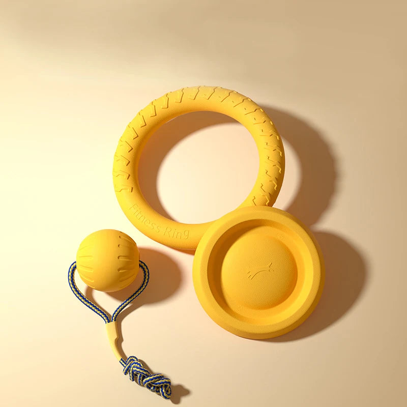 EVA Durable Dog Toys 4 Pack Flying Disc + Ball + Tug Rope for Puppy&Adult Dogs Chew-Proof Teeth Cleaning Set（2024 Best Seller）