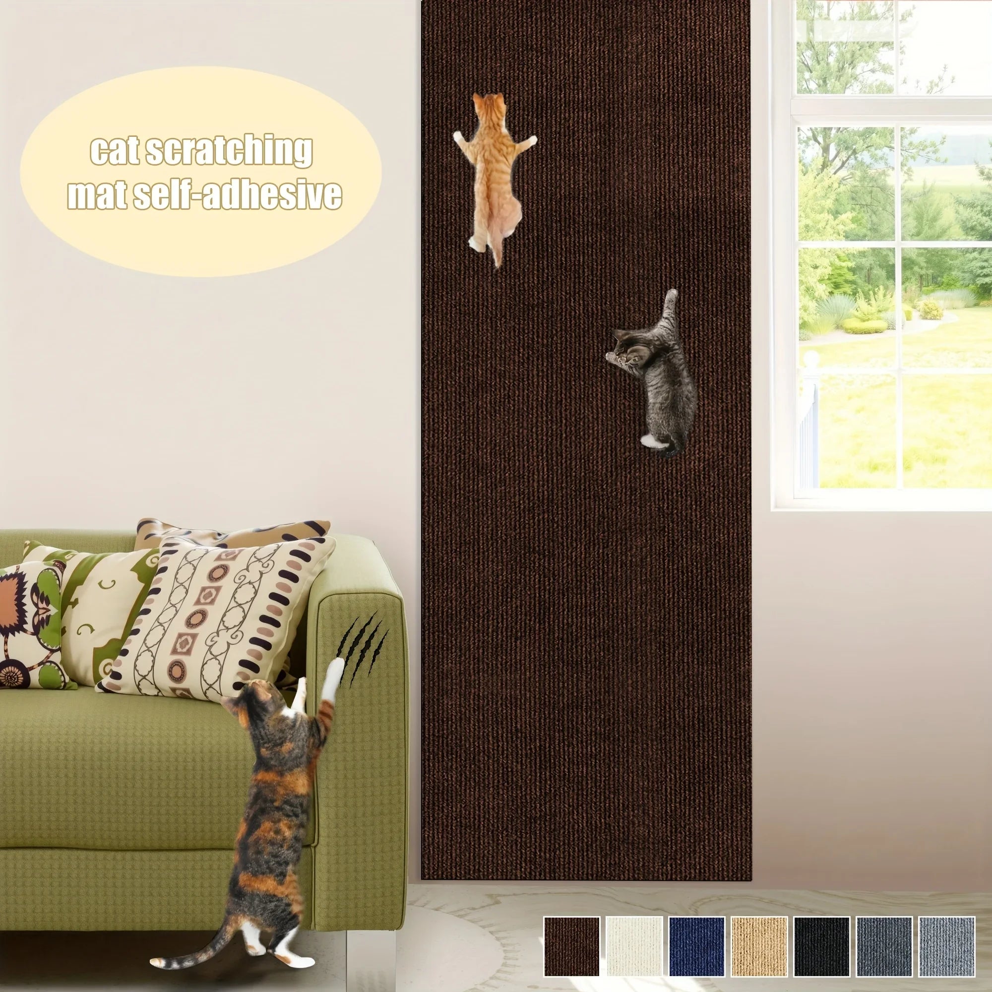 Trimmable Cat Scratch Mat Self-Adhesive Cats Scratch Carpet Anti Cat Scratcher Furniture Couch Corner Indoor Sofa Wall Protector
