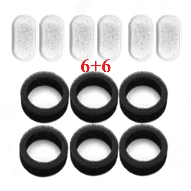 6/12PCS Cat Water Fountain Activated Carbon Sponge Filters for Stainless Steel Water Dispenser Pet Healthy Water Care Accessory