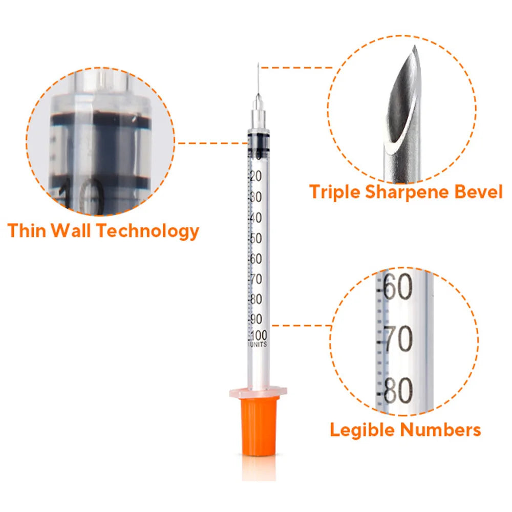 30Pcs 0.5Ml/1Ml Disposable Plastic Veterinary Syringes with Needles, Suitable for Pets and Farm Animals, Manual Push-Type Syringes with Needles, Farm Animal Syringes, Suitable for Cats, Dogs, Pigs
