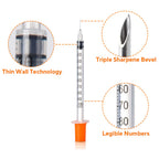 30Pcs 0.5Ml/1Ml Disposable Plastic Veterinary Syringes with Needles, Suitable for Pets and Farm Animals, Manual Push-Type Syringes with Needles, Farm Animal Syringes, Suitable for Cats, Dogs, Pigs