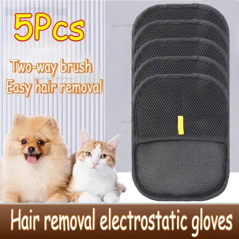 Pet Grooming Gloves Reusable Static Dedusting Brush Gloves Removing Dog Cat Hair From Sofa Carpet Clothes Pet Dog Hair Remover