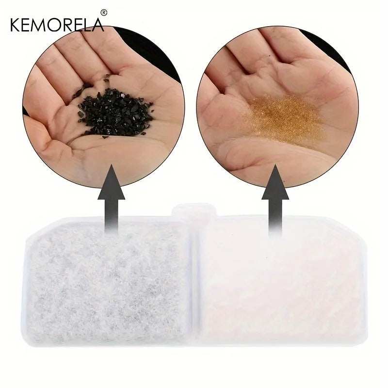 KEMORELA 10/16PCS Pet Water Fountain Activated Carbon Filters 113x43mm Resin Core Compatible with Cat Dog Smart Water Dispensers