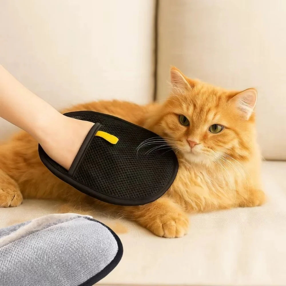 Pet Grooming Gloves Reusable Static Dedusting Brush Gloves Removing Dog Cat Hair From Sofa Carpet Clothes Pet Dog Hair Remover