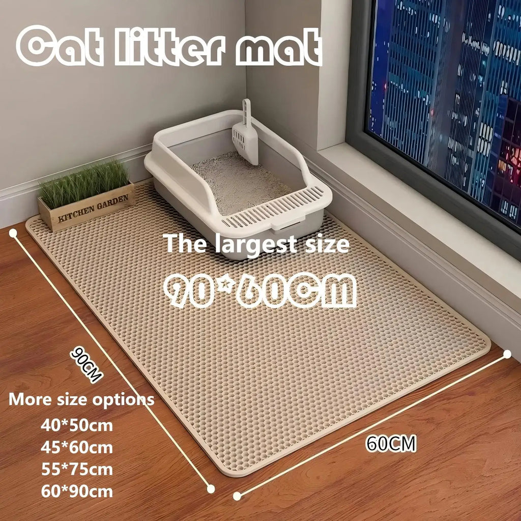 Double-layer large cat litter mat, an anti-splash mat for cat litter boxes, a filtering mat and sand leakage mat, a cat product