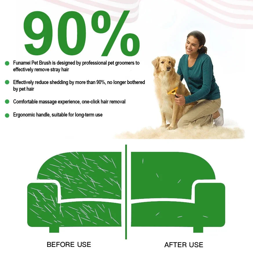 Long Hair Cat Brush Pets Deshedding Tool for Dogs Cats , Short Cat Comb Dog Hair Removal Brush Pet Grooming Fur Dematting Brush