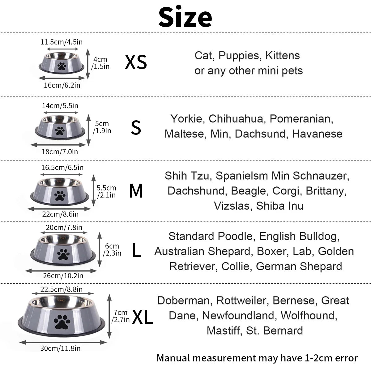 Stainless Steel Pet Bowl Cat Dog Food Bowl Multi-Specification Anti-fall Food Bowl Food Bowl Feeding Pet Supplies 16 To 22 Cm