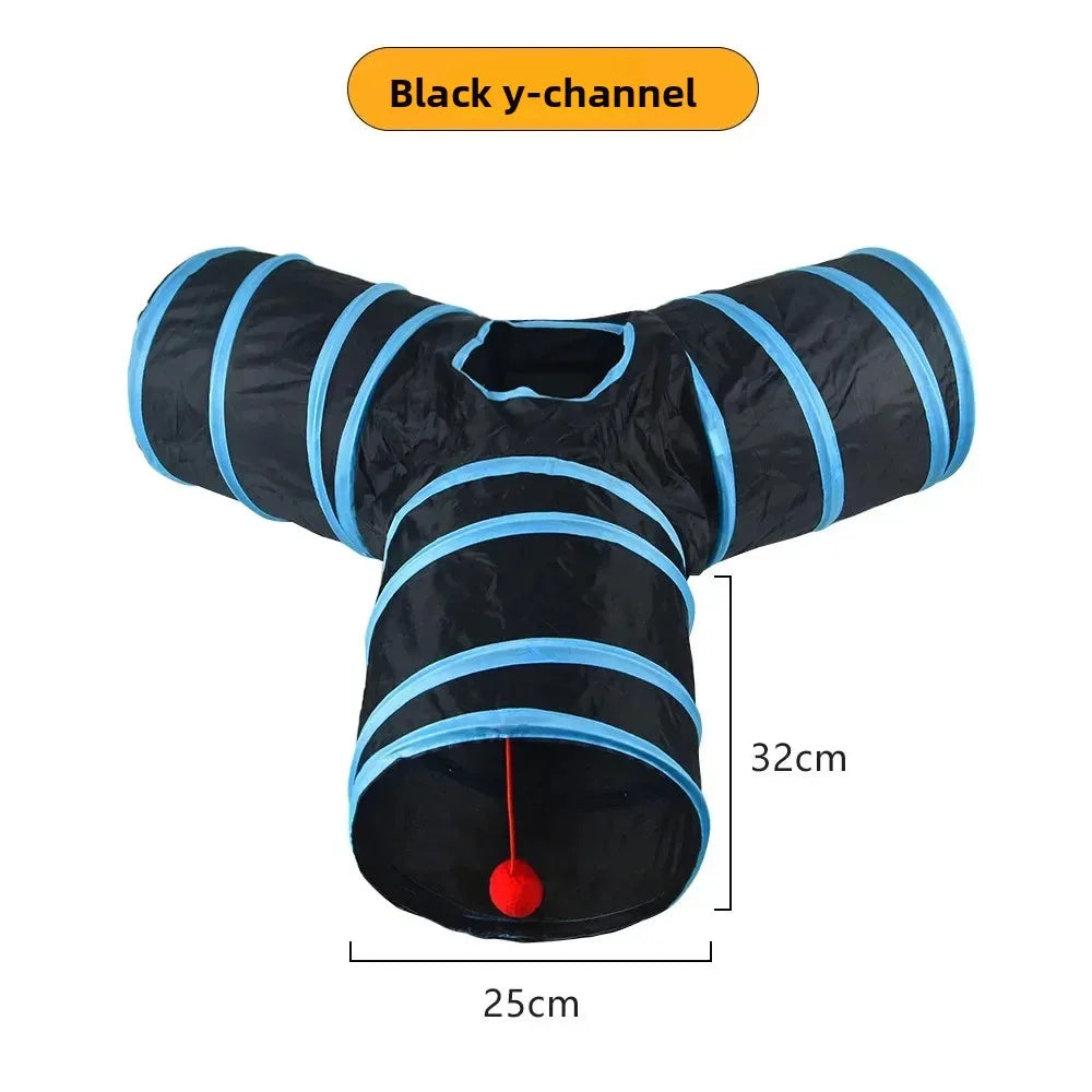 Foldable Easy-to-Store All-in-One Cat Play Tunnel - Striped Interactive Toy for Fun and Exploration Kitten Toy Cat Play Tunnels