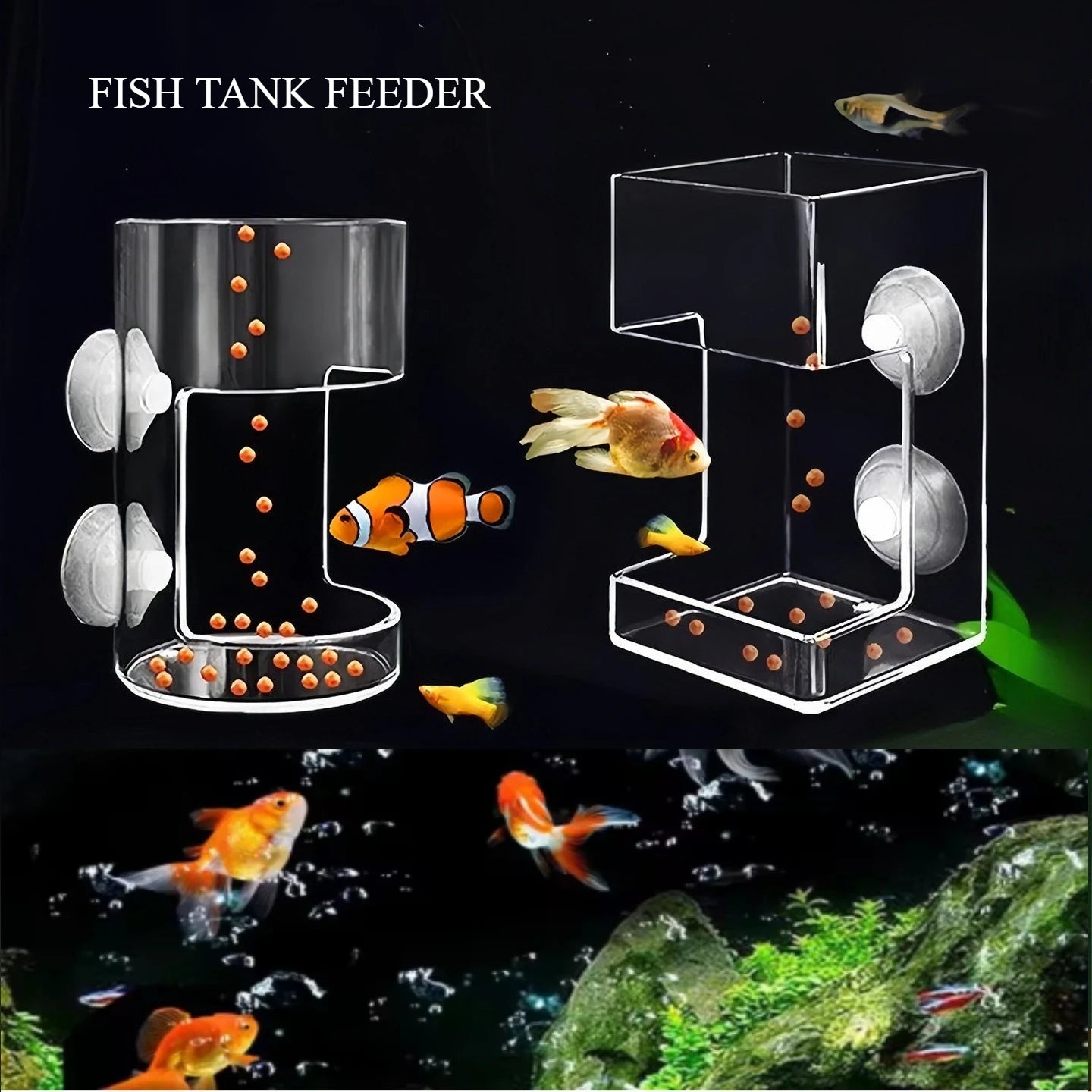 Aquarium Feeding Ring Floating Food Tray Feeder with Suction Cups Floating Food Feeder Square/Round for Fish Tank