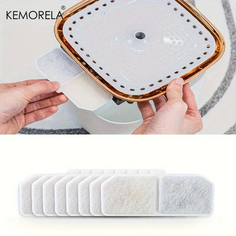 KEMORELA 10/16PCS Pet Water Fountain Activated Carbon Filters 113x43mm Resin Core Compatible with Cat Dog Smart Water Dispensers