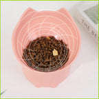 Cat bowl with long ears and high feet bowl cat and dog neck protection and anti-overturning plastic raised pet bowl