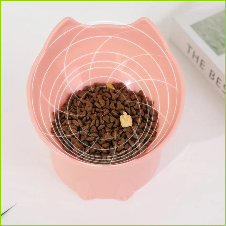 Cat bowl with long ears and high feet bowl cat and dog neck protection and anti-overturning plastic raised pet bowl